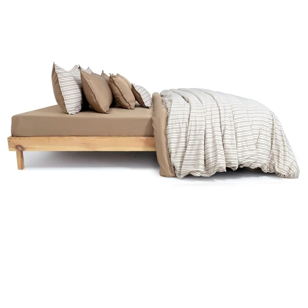 Linen Blend AC Comforter With 2 Pillow Cases and 1 Breakfast Pillow - Vesper