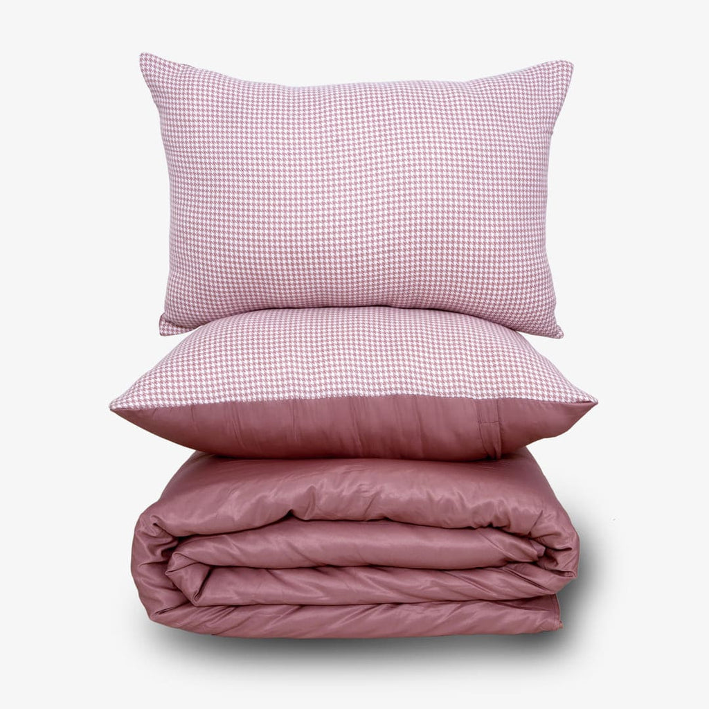 ZARF Italian Staple Weave Comforter With 2 Designer Pillow Cases 1 Breakfast Cushion Cover - Sorbet