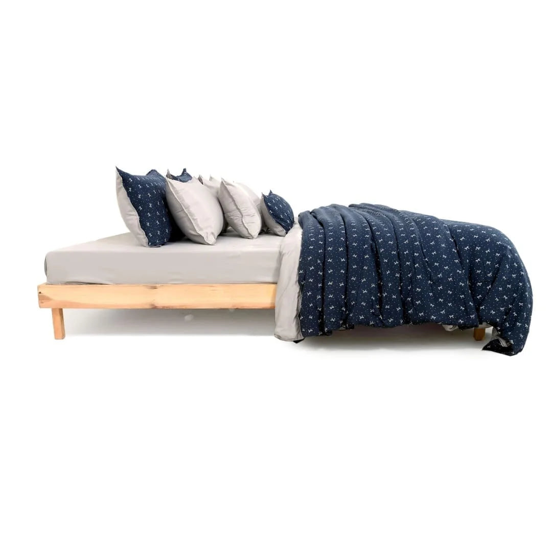 Linen Blend AC Comforter With 2 Pillow Cases and 1 Breakfast Pillow For Single Size Bed- Ruban