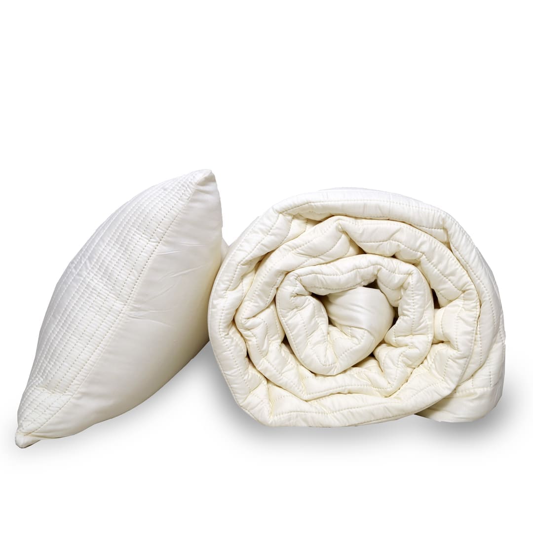 Zarf California King Size AC Comforters With 2 Pillow Cases & 2 Cushion Covers - Off-White