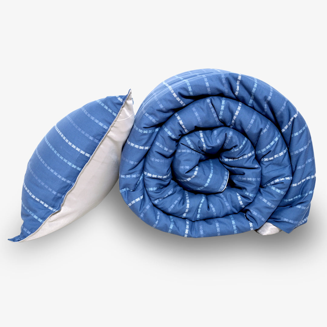 Linen Blend AC Comforter With 2 Pillow Cases and 1 Breakfast Pillow - Zenvy