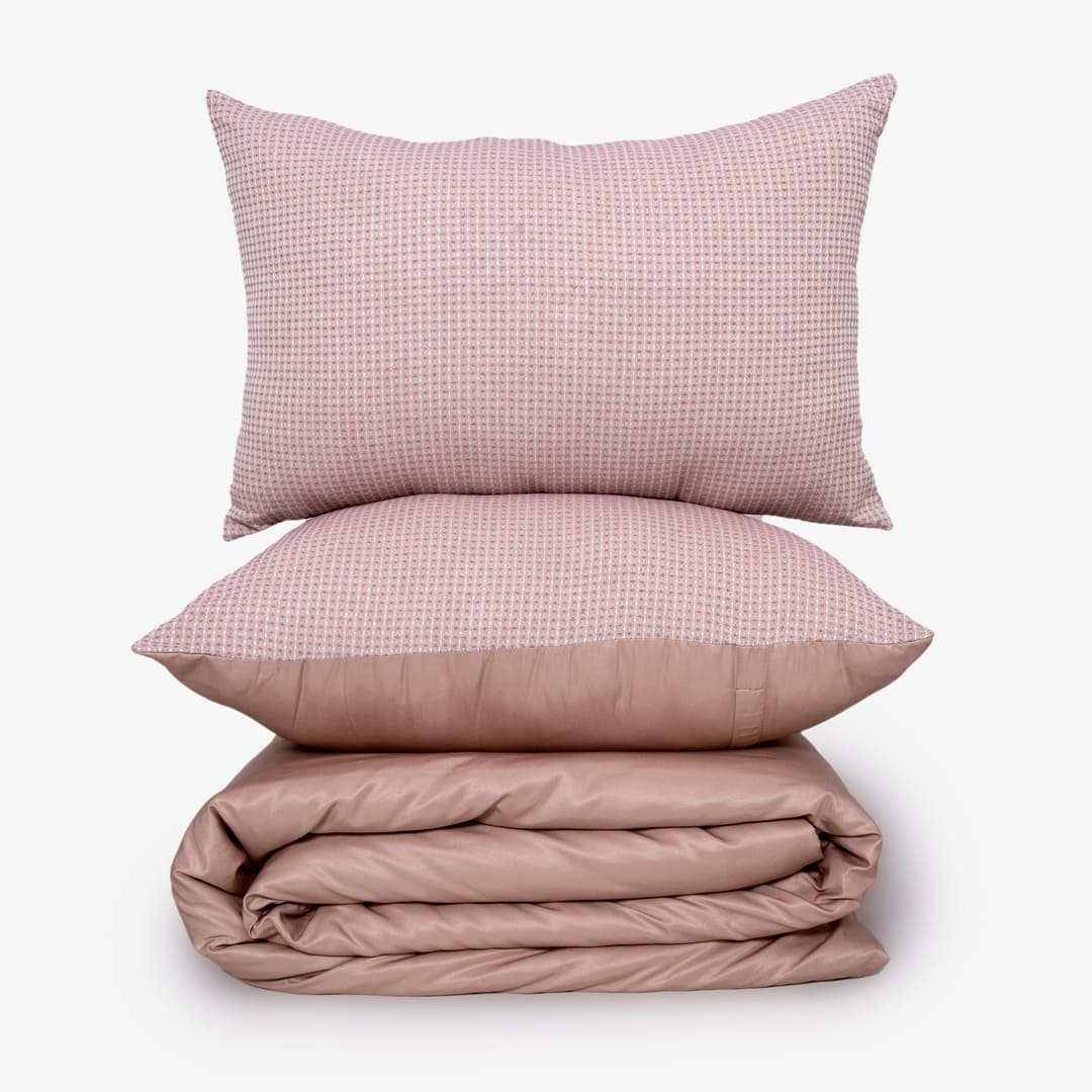 ZARF Italian Staple Weave Comforter With 2 Designer Pillow Cases 1 Breakfast Cushion Cover - Amour