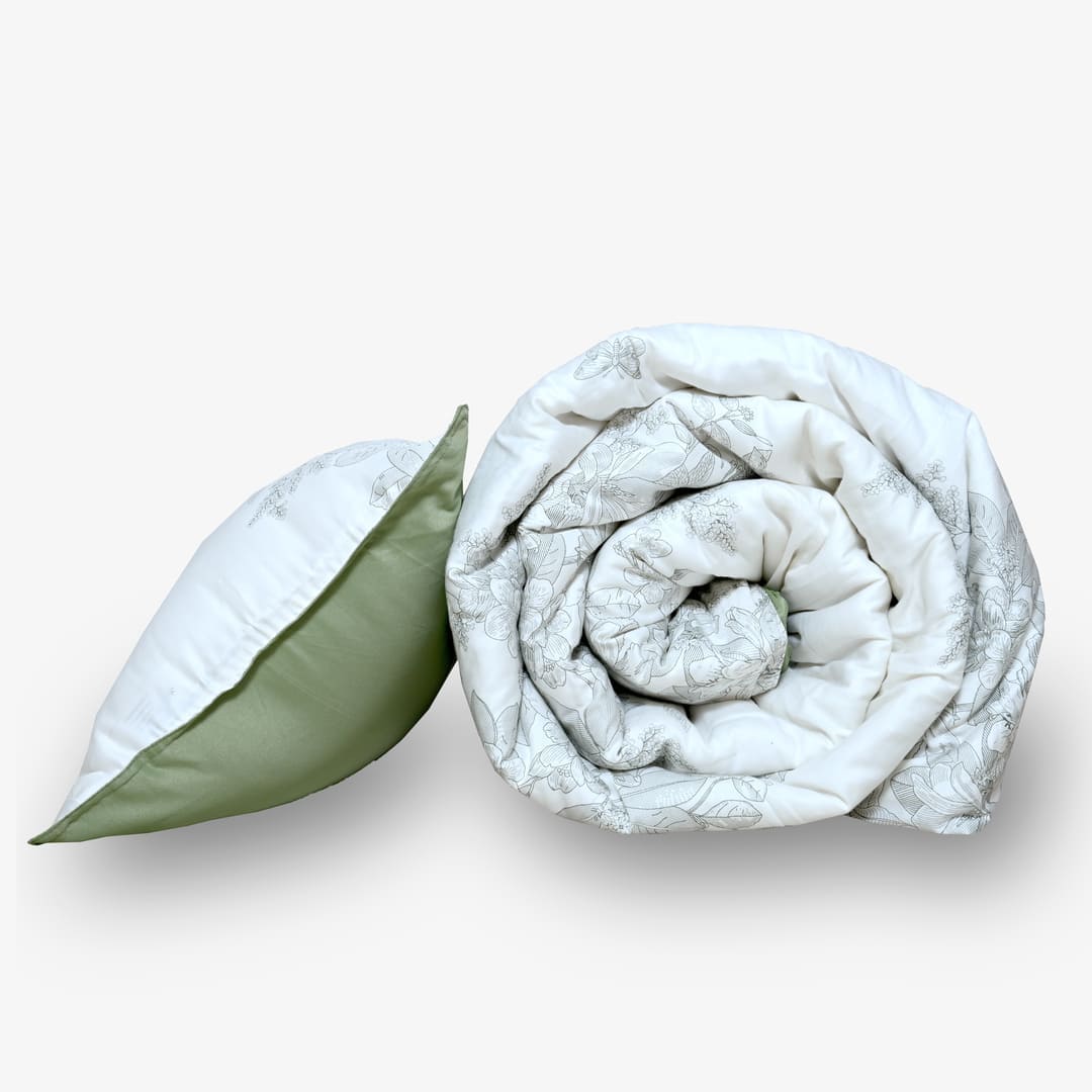 Zarf AC Comforter With 2 Pillow Cases and 1 Breakfast Pillow - Willow