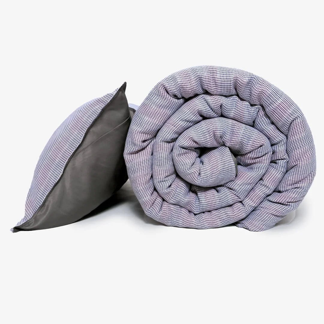 Linen Blend AC Comforter With 2 Pillow Cases and 1 Breakfast Pillow - Iskora