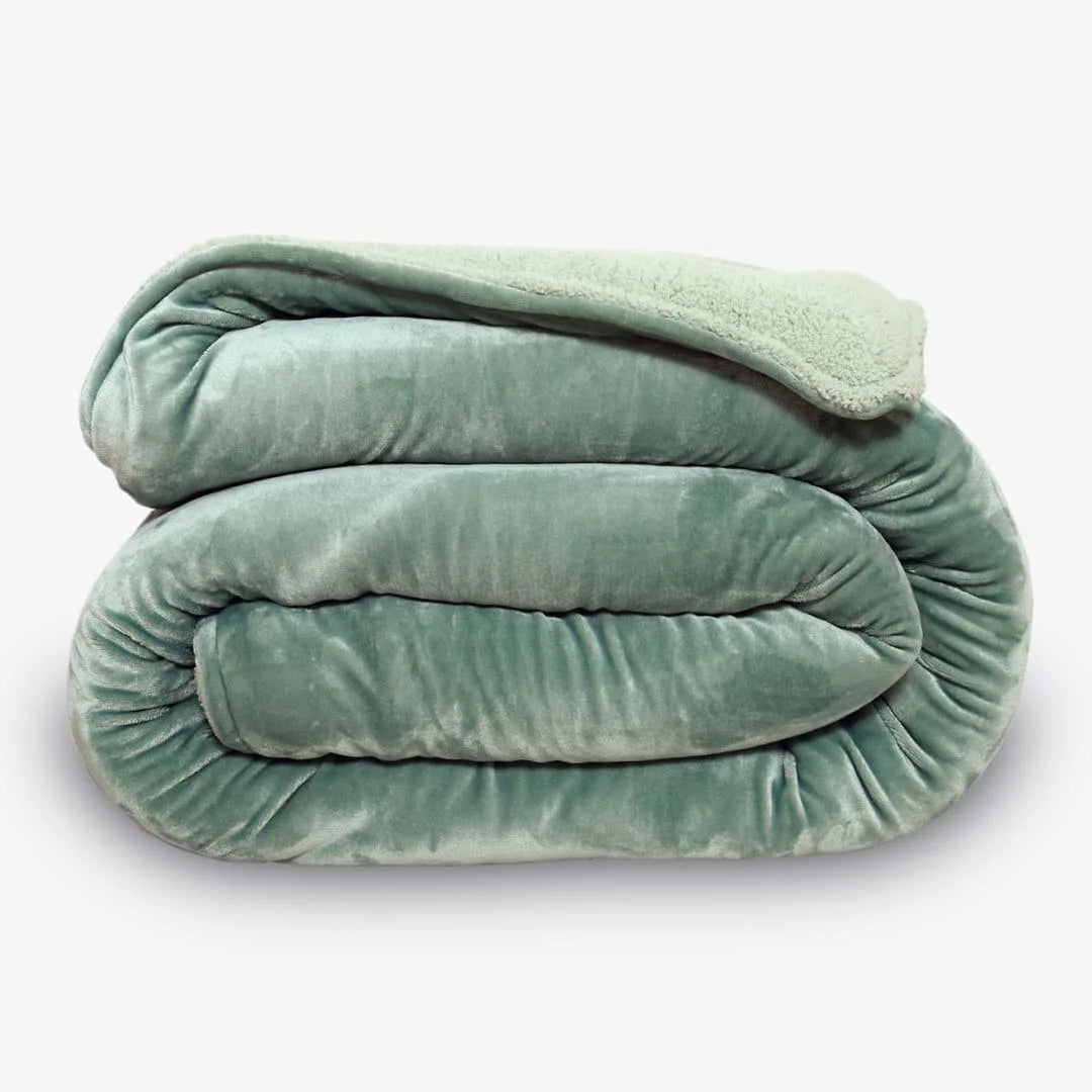 Zarf California King Size Reversible Quilt With 2 Cushion Covers - Seafoam