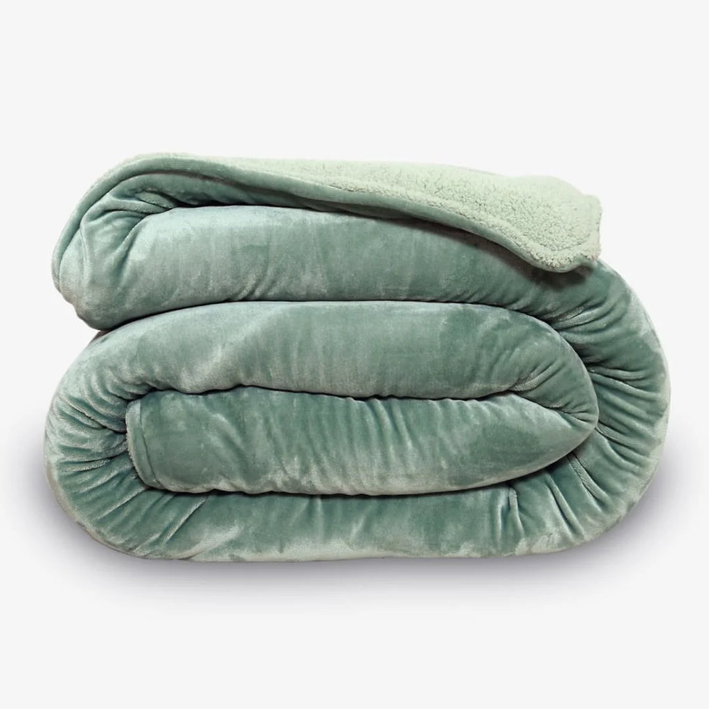 Zarf California King Size Reversible Quilt With 2 Cushion Covers - Seafoam