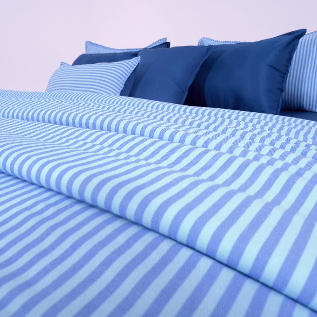 Zarf Linen Blend Bedding Set Of 9 - Sail