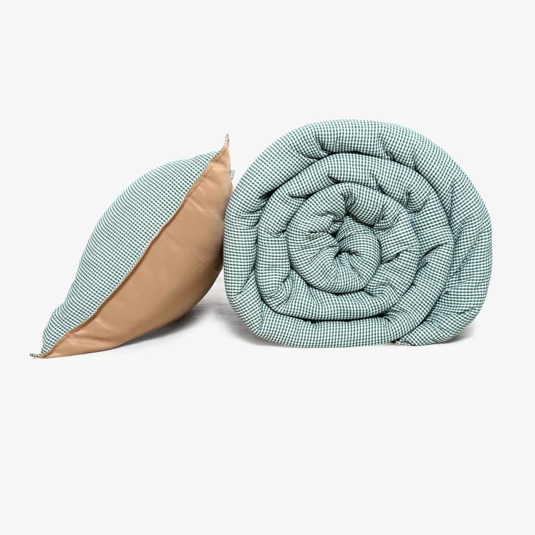 Linen Blend AC Comforter With 2 Pillow Cases and 1 Breakfast Pillow - Brume