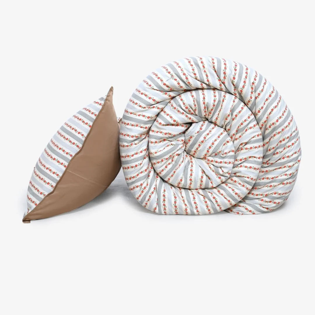 Linen Blend AC Comforter With 2 Pillow Cases and 1 Breakfast Pillow - Fresa