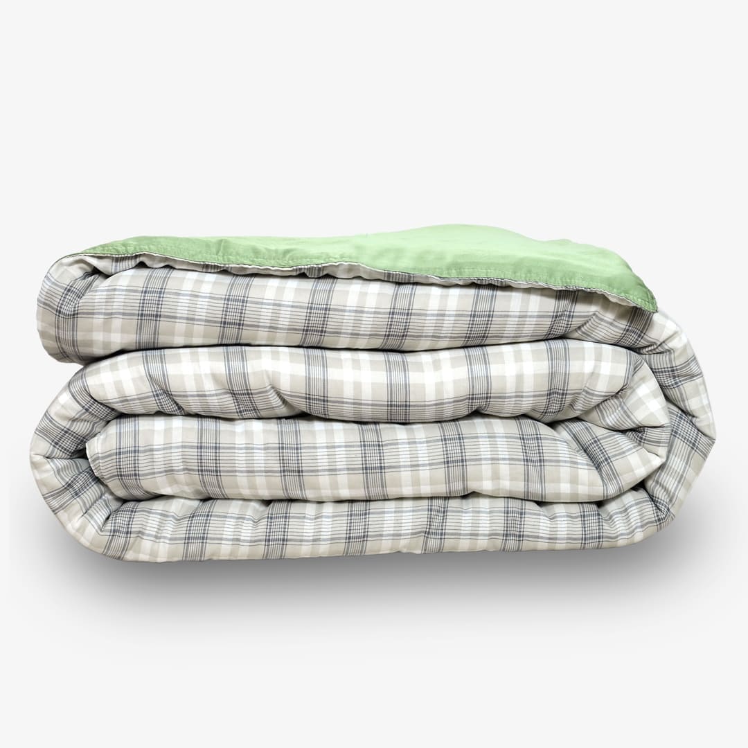 Linen Blend AC Comforter With 2 Pillow Cases and 1 Breakfast Pillow - Pistachio