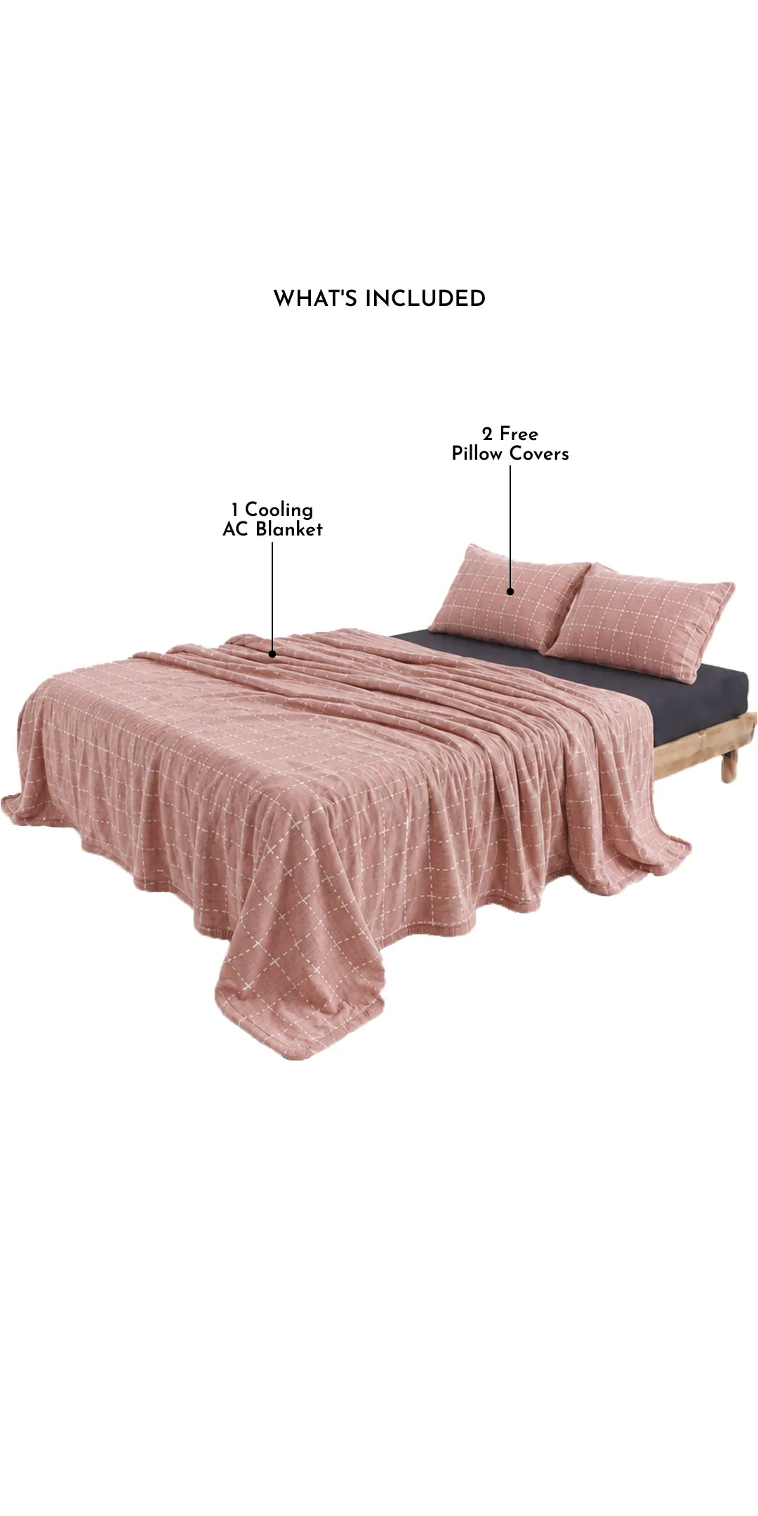 Zarf California King Size Plush Cotton AC Blanket With 2 Pillow Cases - Bloomist