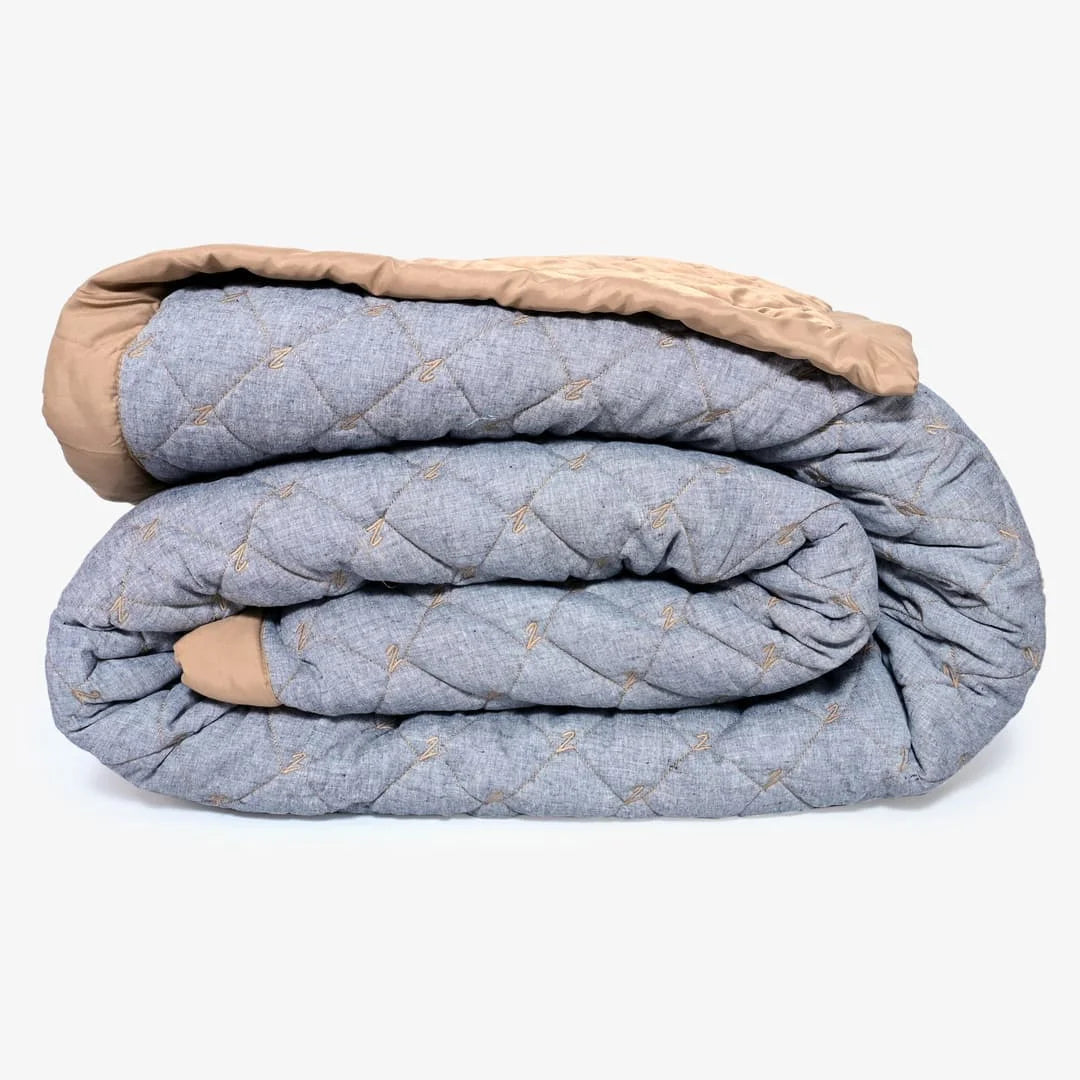 Linen Blend AC Comforter With 2 Pillow Cases and 1 Breakfast Pillow - Elaris