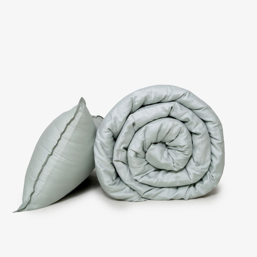 Zeries Egyptian Cotton Bedsheets With 2 Pillow Cases & 2 Cushion Covers - Cyan