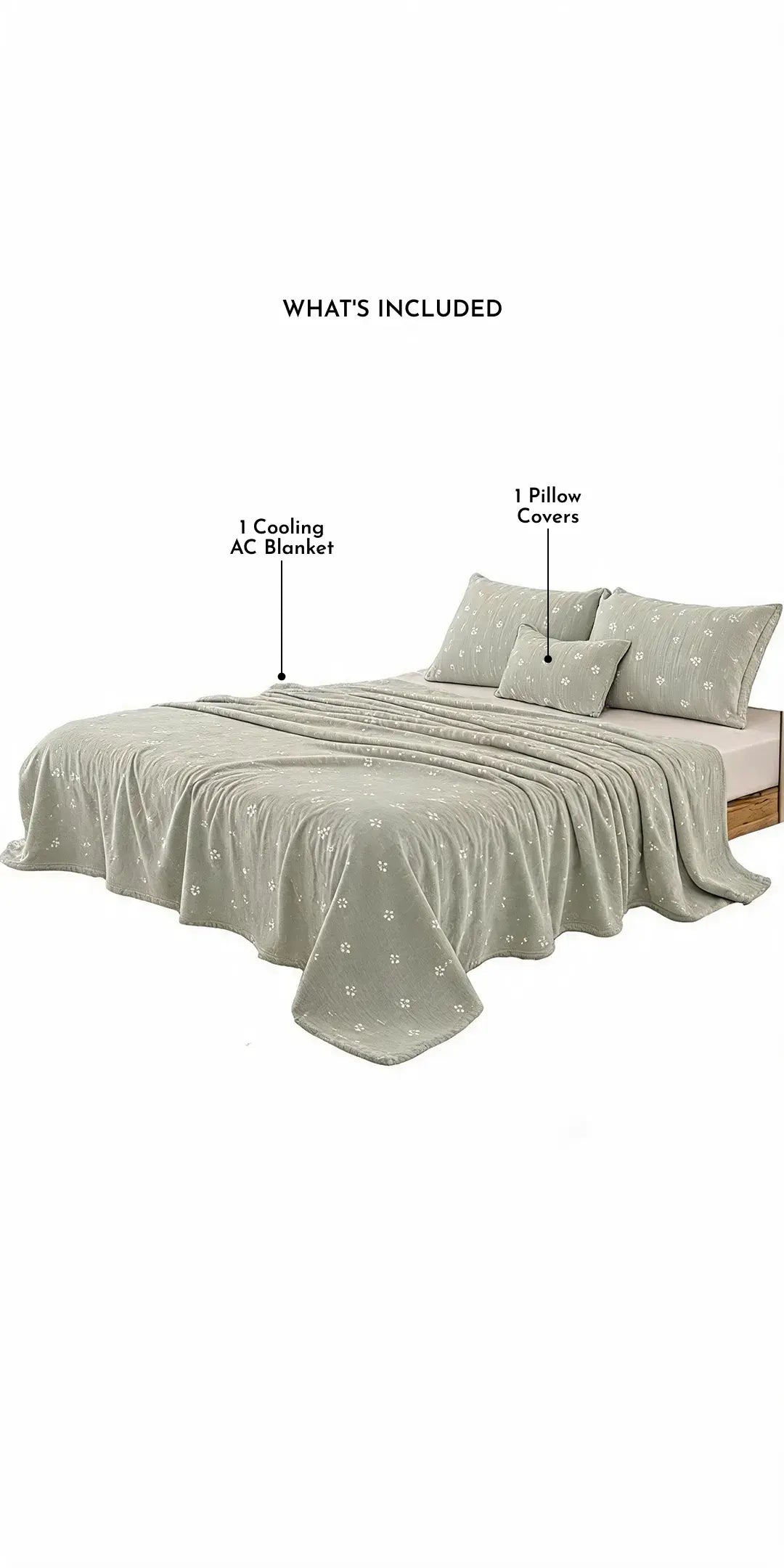 Zarf Plush Baby Size Cotton AC Blanket With 1 Pillow Case - Emerald Glory