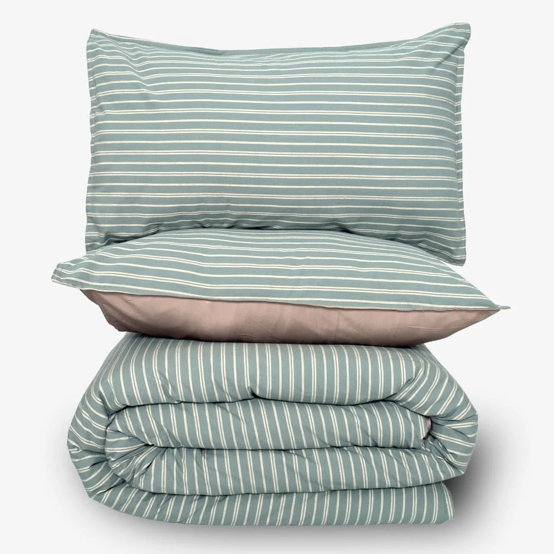 Linen Blend AC Comforter With 2 Pillow Cases and 1 Breakfast Pillow - Grove