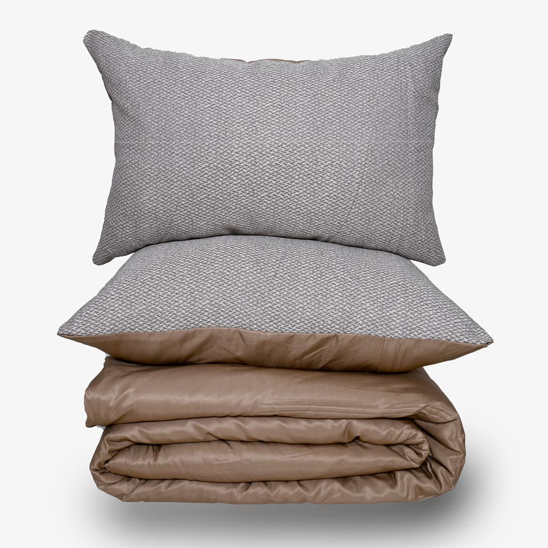 ZARF Italian Staple Weave Comforter With 2 Designer Pillow Cases 1 Breakfast Cushion Cover - Cove