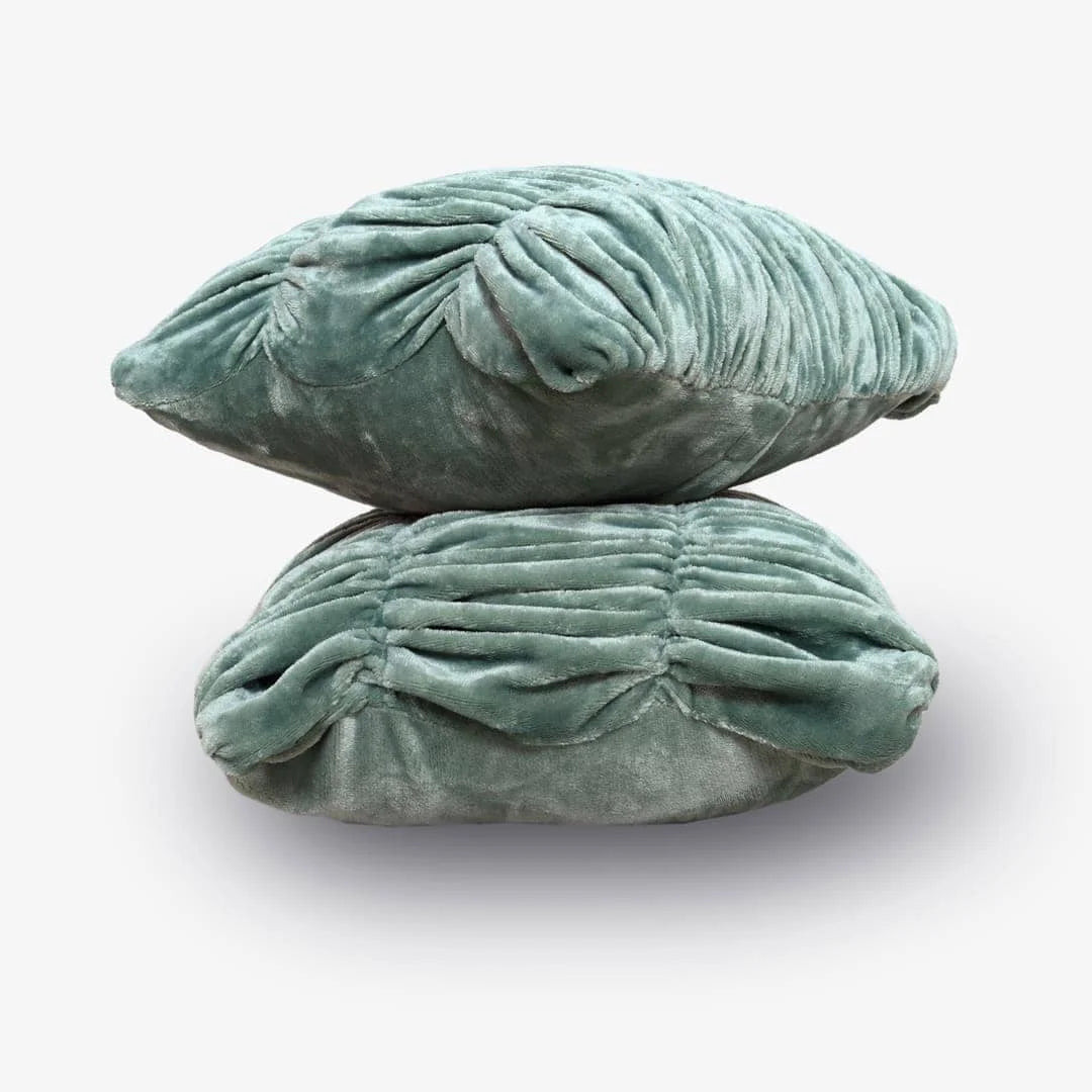 Zarf California King Size Reversible Quilt With 2 Cushion Covers - Seafoam