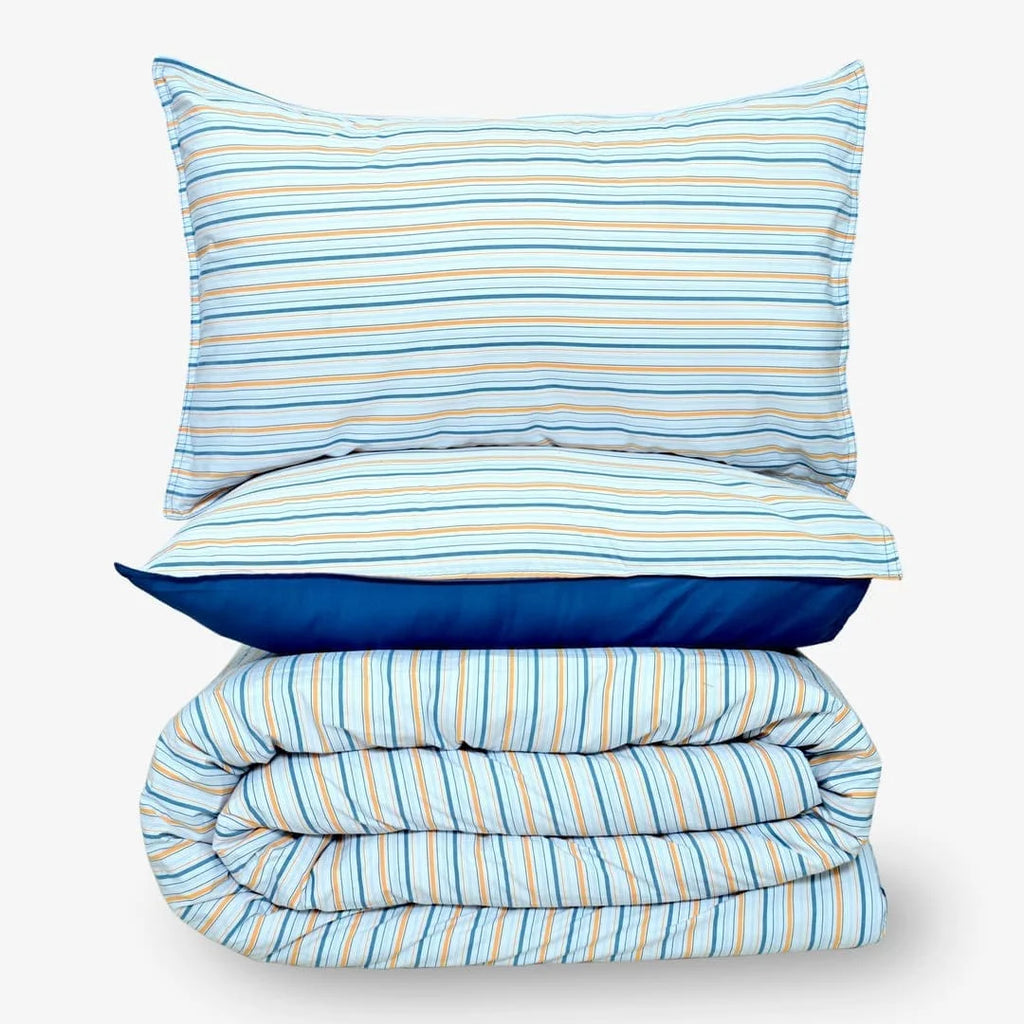 Linen Blend AC Comforter With 2 Pillow Cases and 1 Breakfast Pillow - Mariner