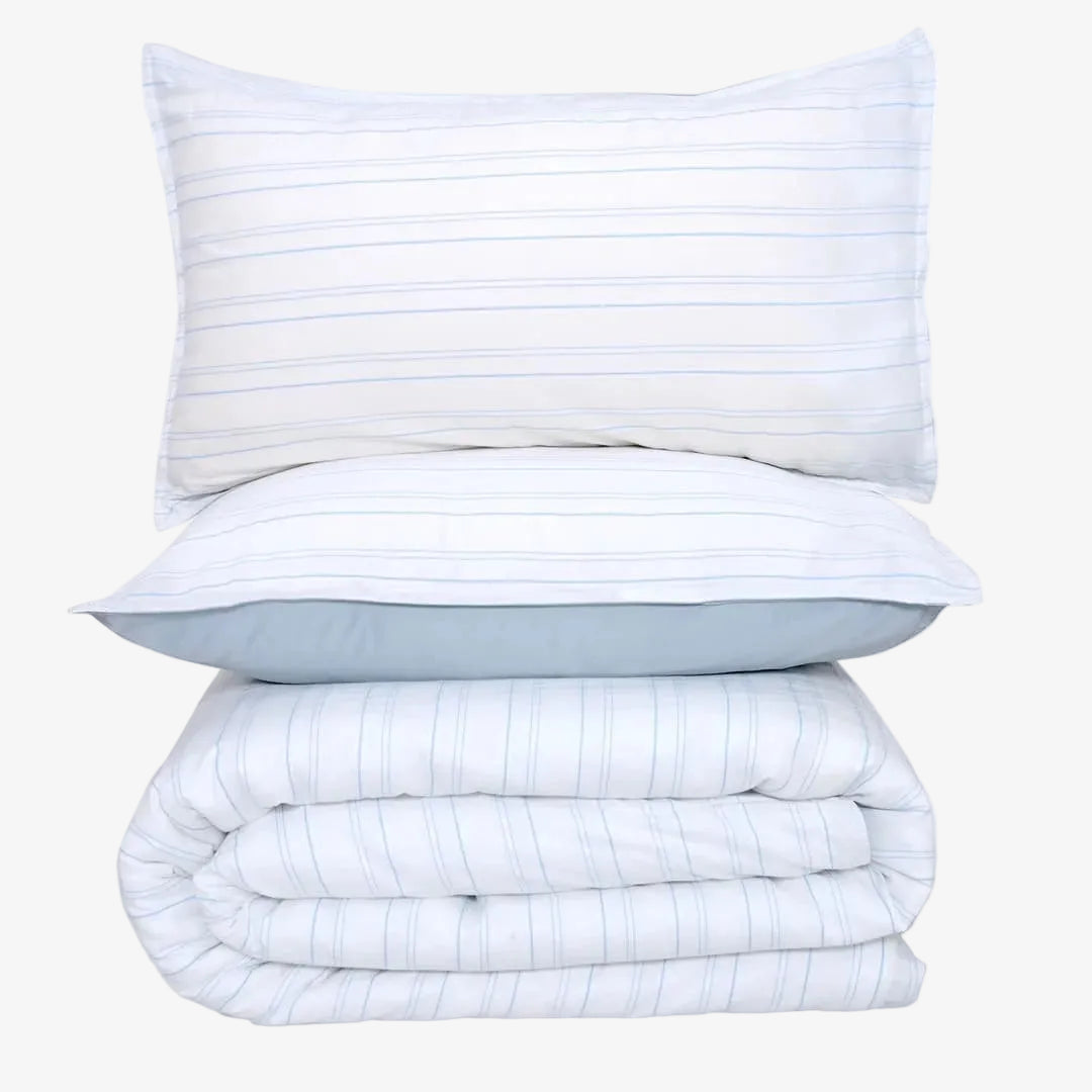 Linen Blend AC Comforter With 2 Pillow Cases and 1 Breakfast Pillow - Shore