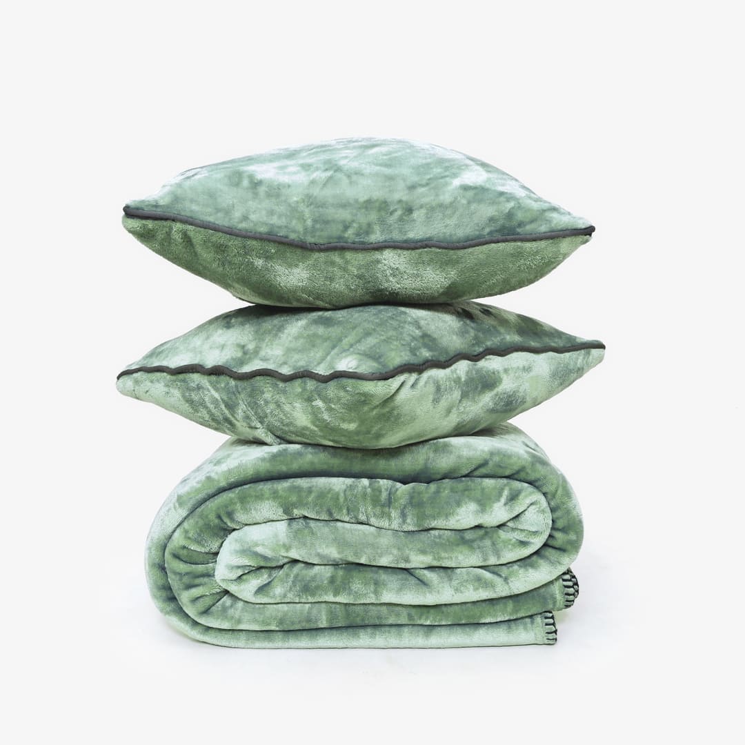 AC Blanket Cushion Covers-Set of 2 - Eucalyptus