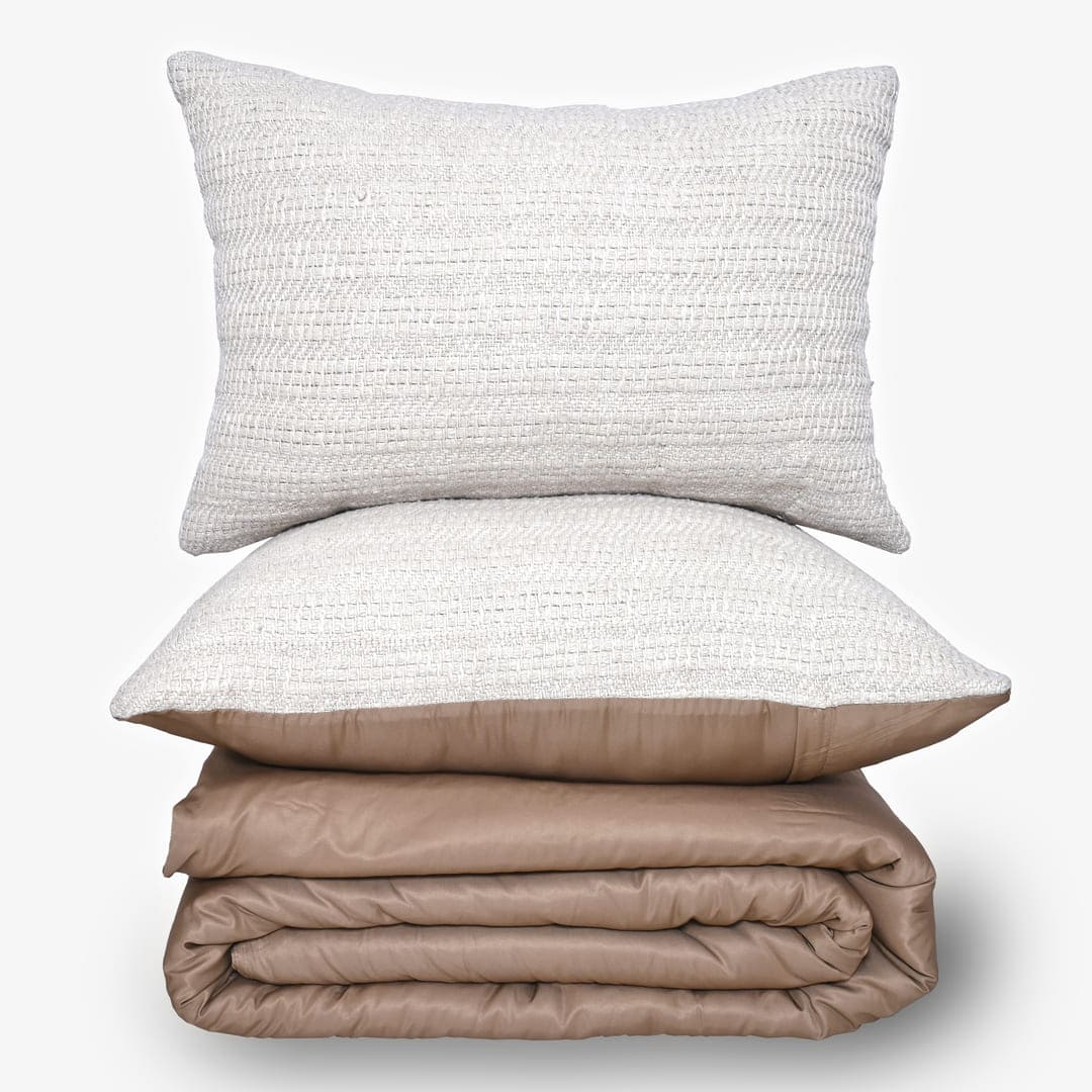 ZARF Italian Staple Weave Comforter With 2 Designer Pillow Cases 1 Breakfast Cushion Cover - Aven