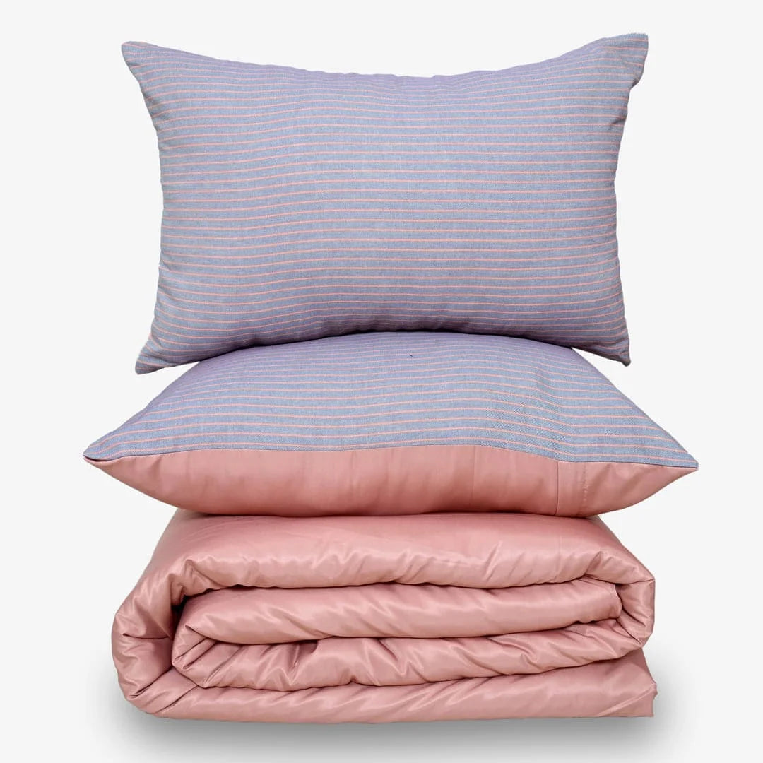 ZARF Italian Staple Weave Comforter With 2 Designer Pillow Cases 1 Breakfast Cushion Cover - Bijoux