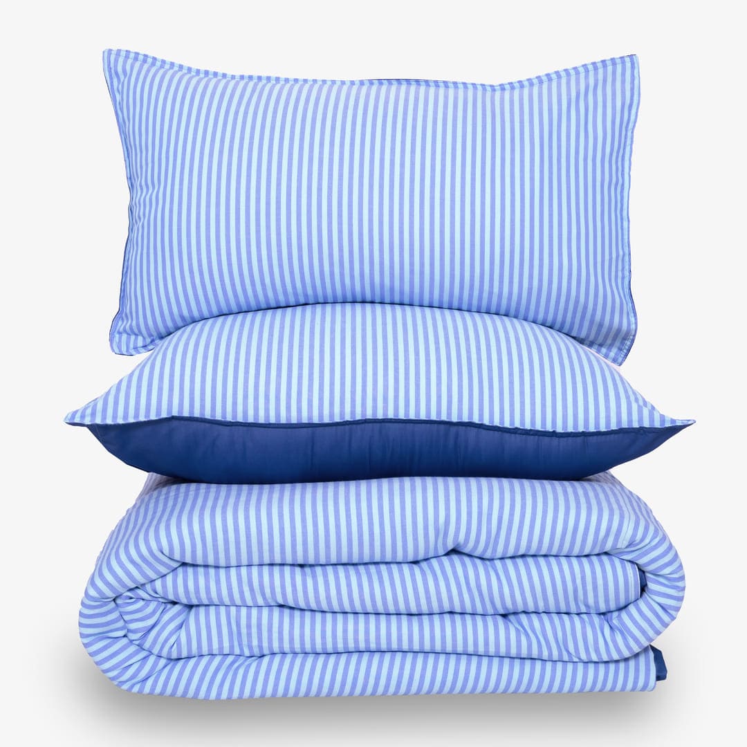 Zarf Linen Blend Bedding Set Of 9 - Sail
