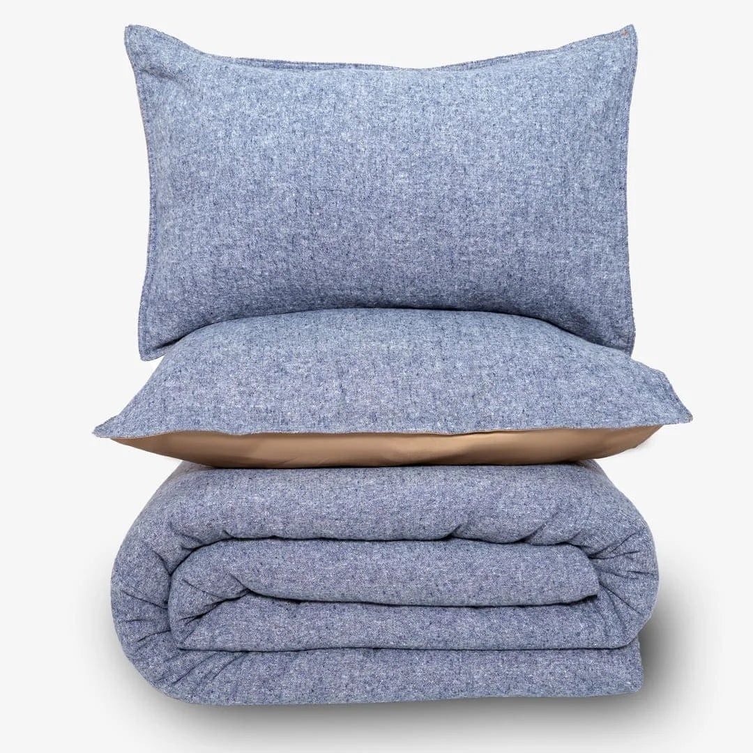 Linen Blend AC Comforter With 2 Pillow Cases and 1 Breakfast Pillow - Fleck