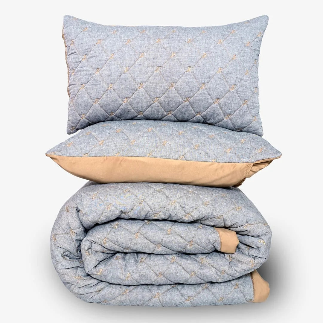 Linen Blend AC Comforter With 2 Pillow Cases and 1 Breakfast Pillow - Elaris