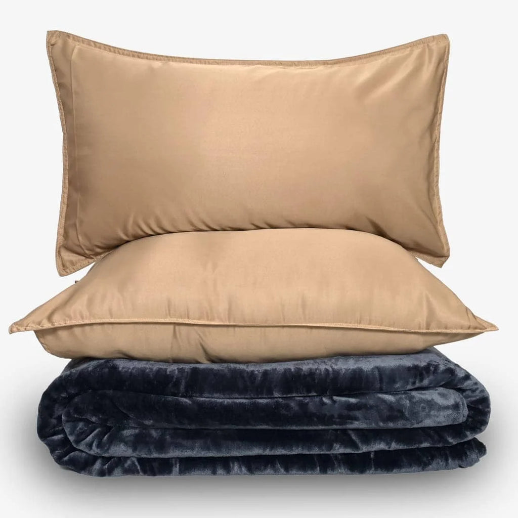 Zarf Premium AC Dohar for Single Bed Size With Two Pillow Covers & One Breakfast Cushion Cover - Blackstone