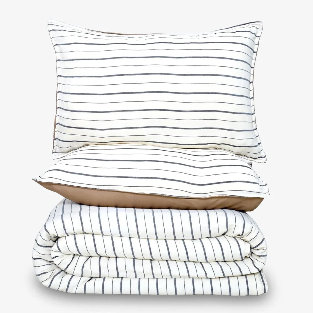 Zarf Linen Blend Bedding Set Of 9 For Single Size Bed - Arden