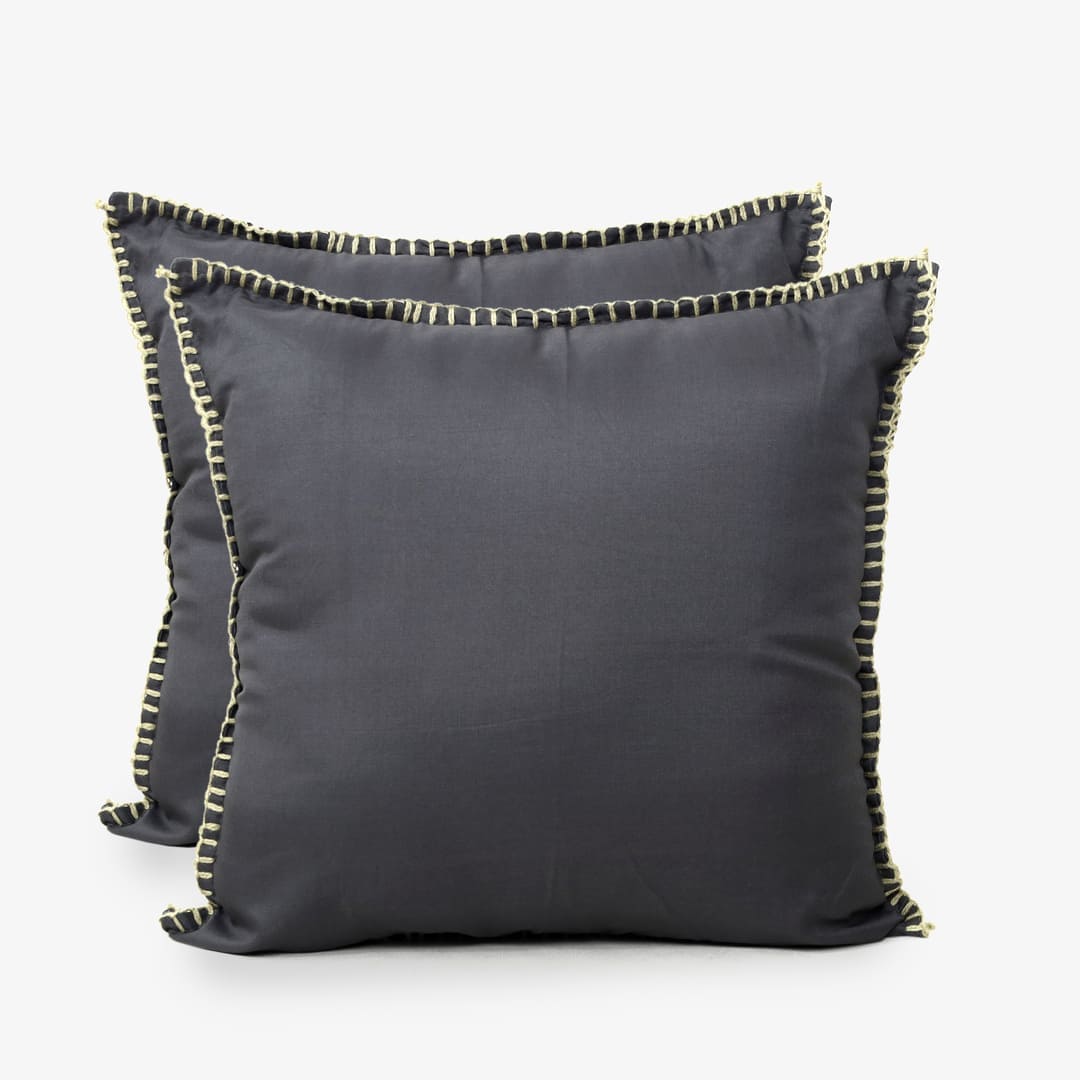 Zarf California King Size AC Comforters With 2 Pillow Cases & 2 Cushion Covers - Noir