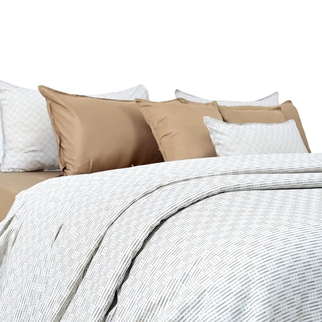 Linen Blend AC Comforter With 2 Pillow Cases and 1 Breakfast Pillow - Arctic