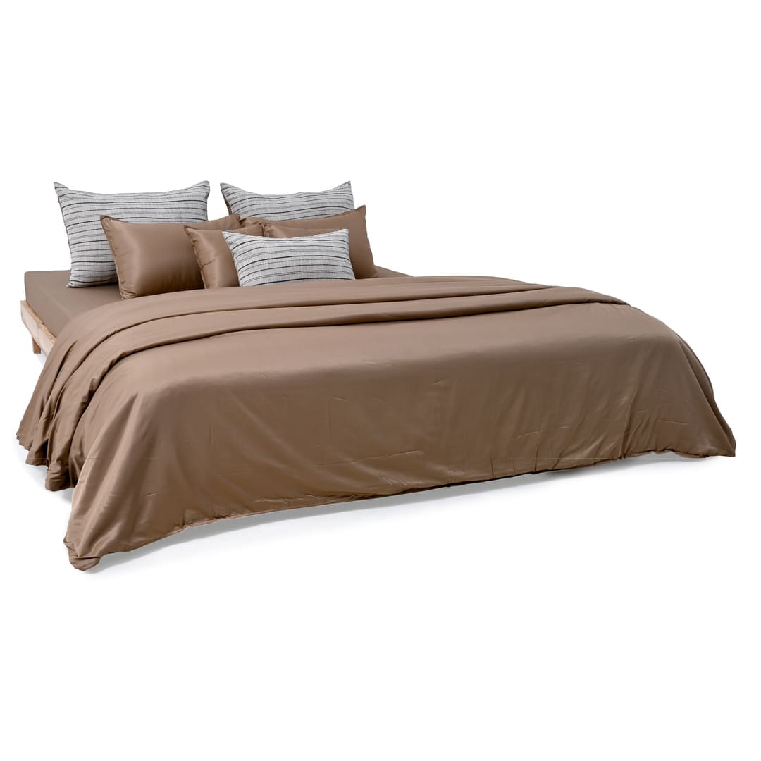 ZARF Italian Staple Weave Comforter With 2 Designer Pillow Cases 1 Breakfast Cushion Cover - Roux