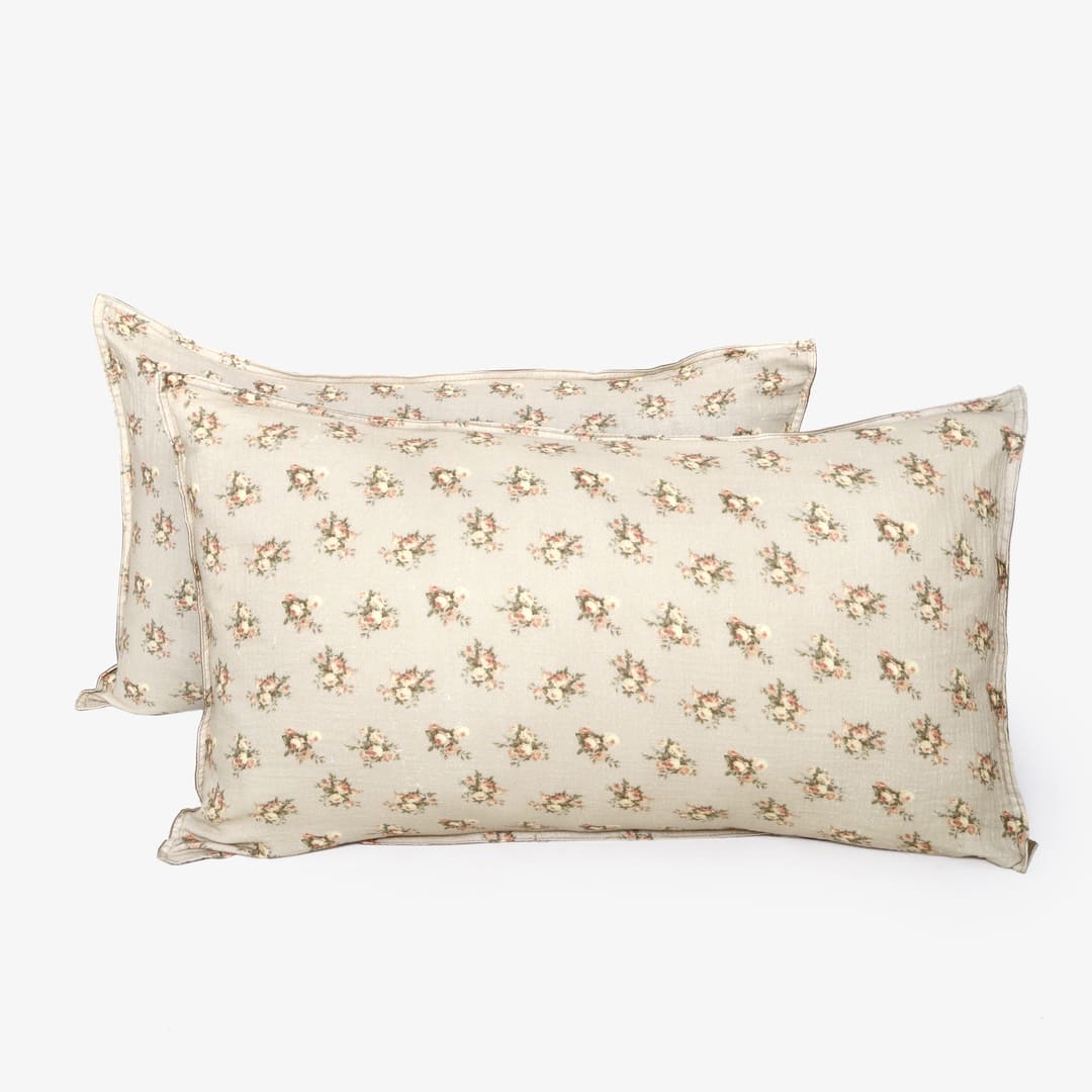 Linen Blend AC Comforter With 2 Pillow Cases and 1 Breakfast Pillow - Heritage
