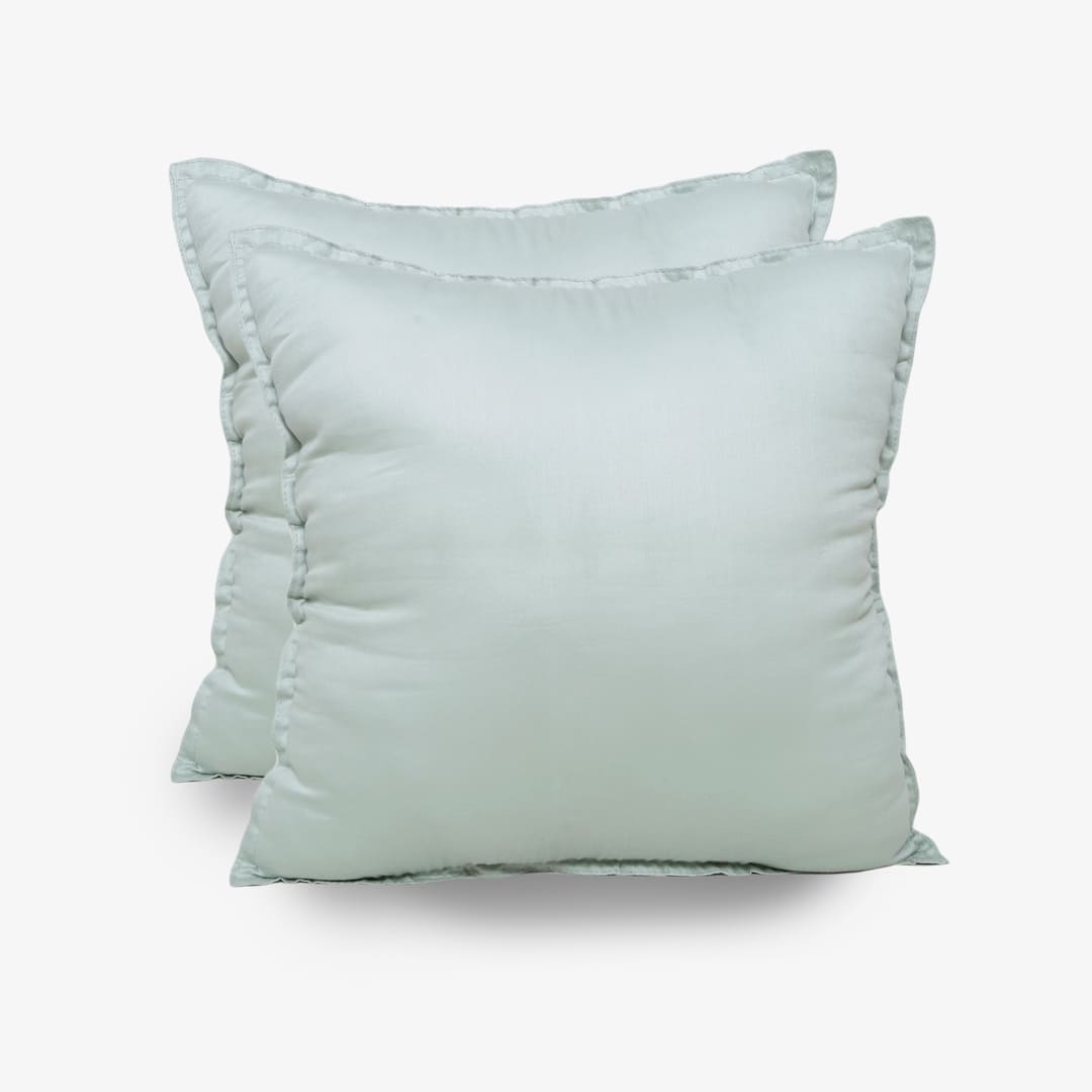 Egyptian Cotton Cushion Covers- Set Of 2 - Cyan