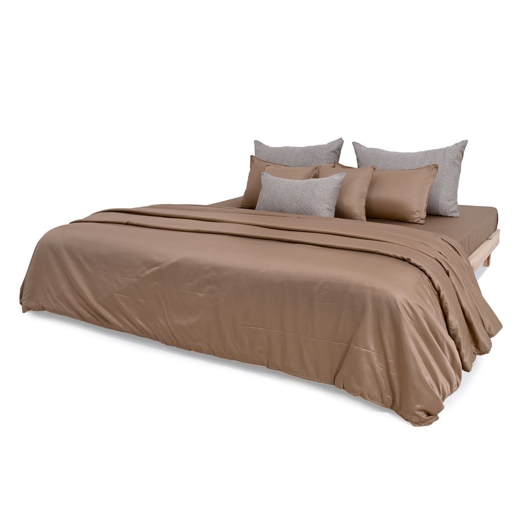 ZARF Italian Staple Weave Comforter With 2 Designer Pillow Cases 1 Breakfast Cushion Cover - Cove
