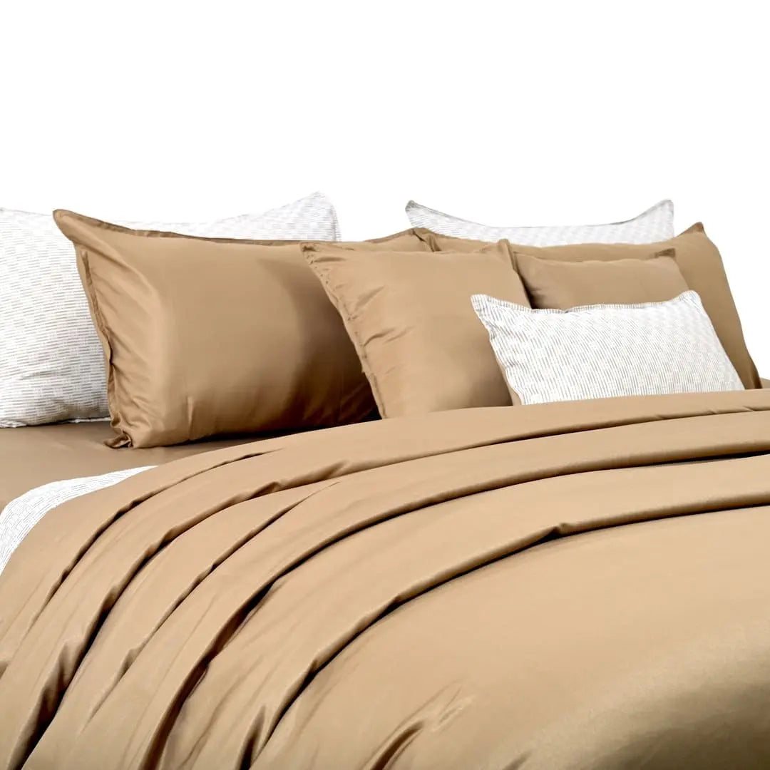 Linen Blend AC Comforter With 2 Pillow Cases and 1 Breakfast Pillow - Arctic