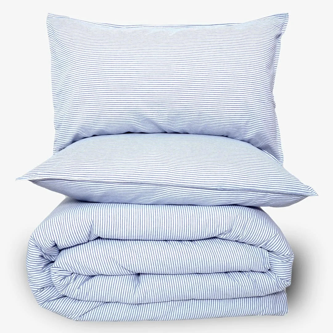 Zarf Linen Blend Bedding Set Of 9 - Breeze