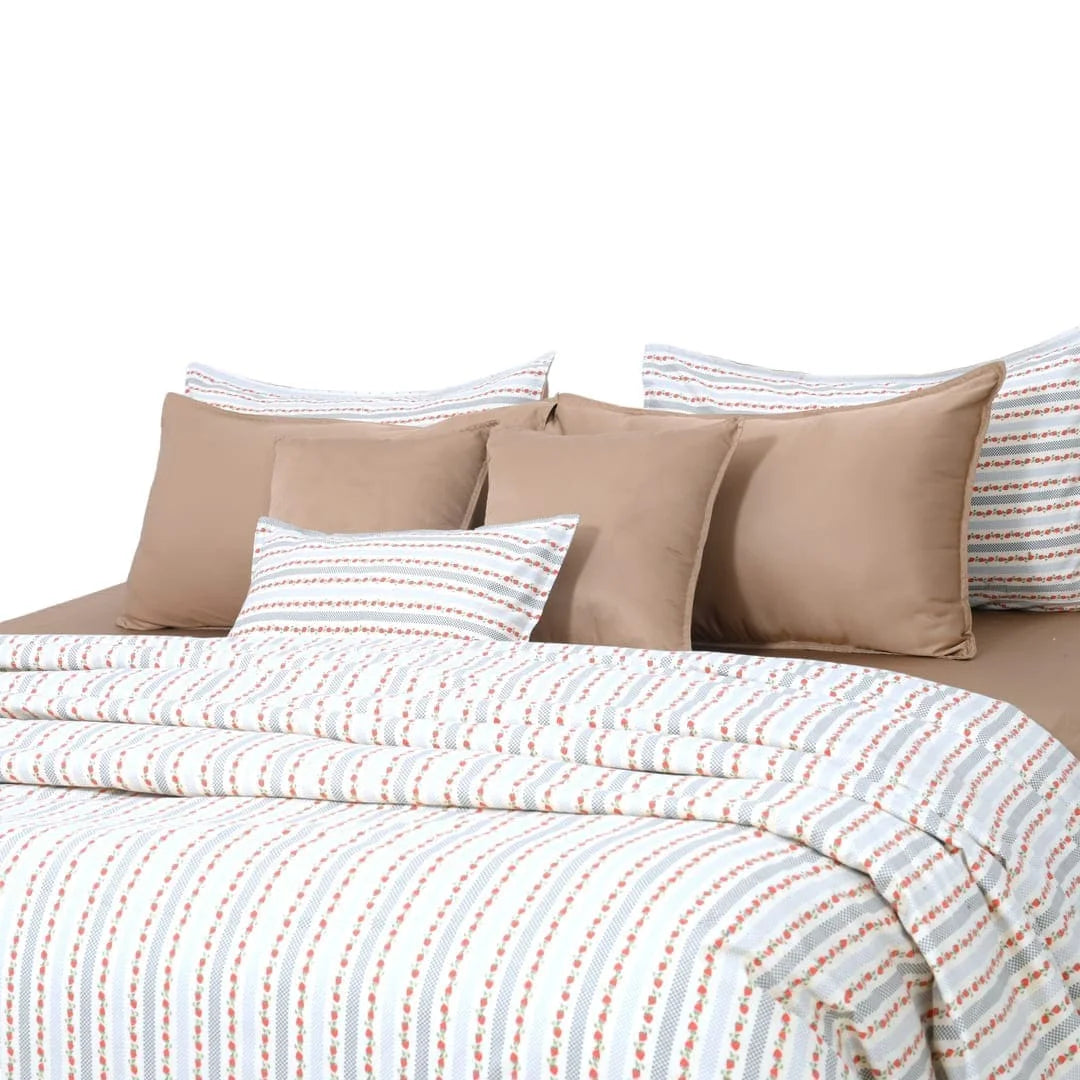 Linen Blend AC Comforter With 2 Pillow Cases and 1 Breakfast Pillow - Fresa