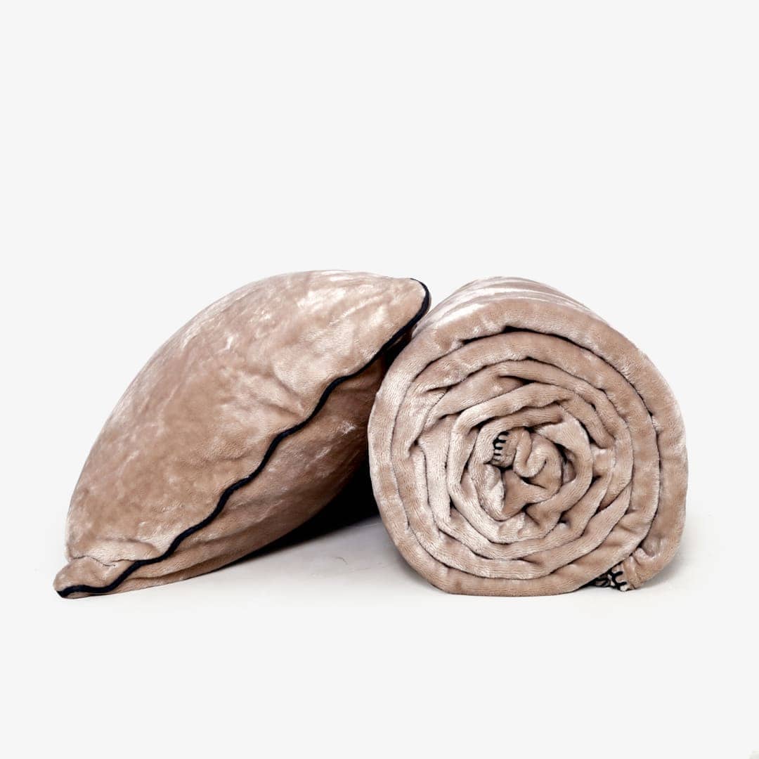 Zarf All-Season Premium AC Blanket With Two Cushion Covers - Ecru
