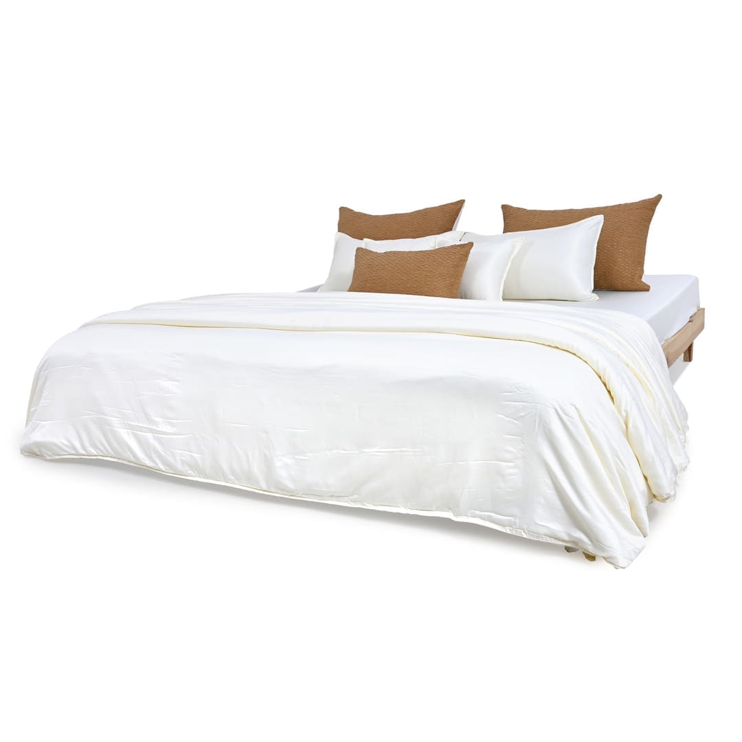 ZARF Italian Staple Weave Comforter With 2 Designer Pillow Cases 1 Breakfast Cushion Cover - Zuri
