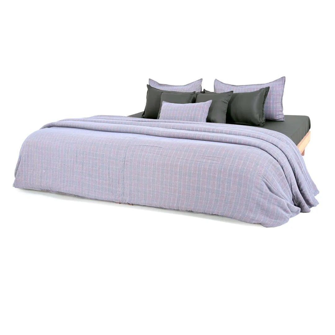 Zarf Linen Blend Bedding Set Of 9 For Single Size Bed - Iskora