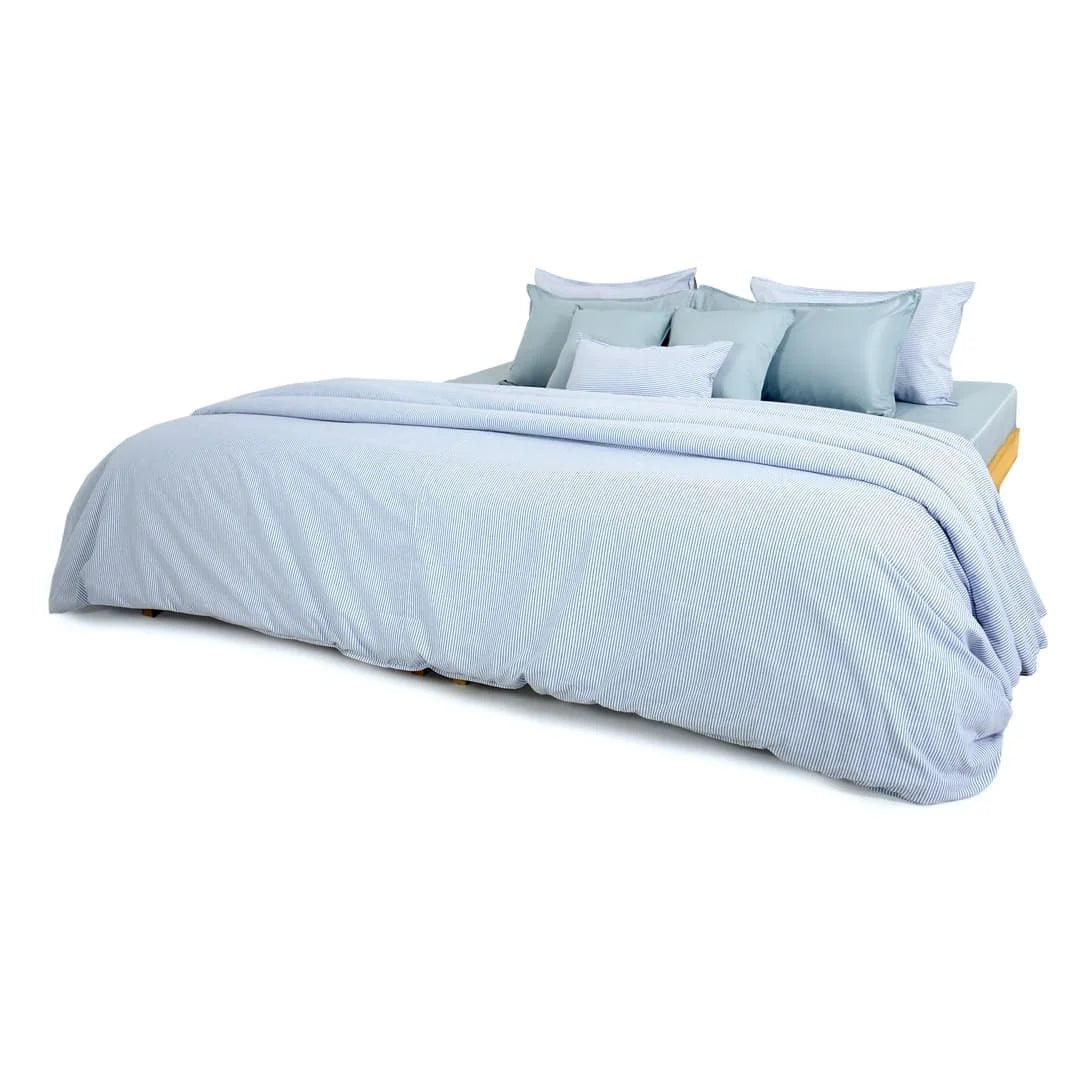 Zarf Linen Blend Bedding Set Of 9 - Breeze