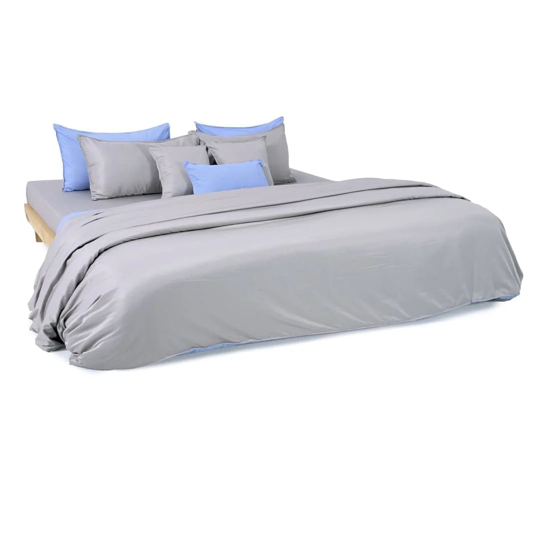 Linen Blend AC Comforter With 2 Pillow Cases and 1 Breakfast Pillow - Tranquil