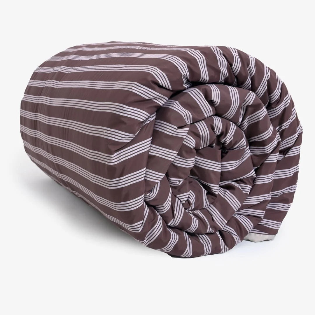 Linen Blend AC Comforter With 2 Pillow Cases and 1 Breakfast Pillow - Truffle