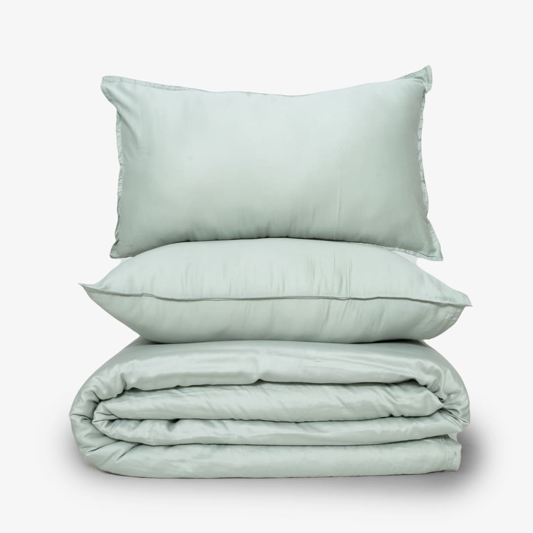 Zeries Egyptian Cotton Bedsheets With 2 Pillow Cases & 2 Cushion Covers - Cyan