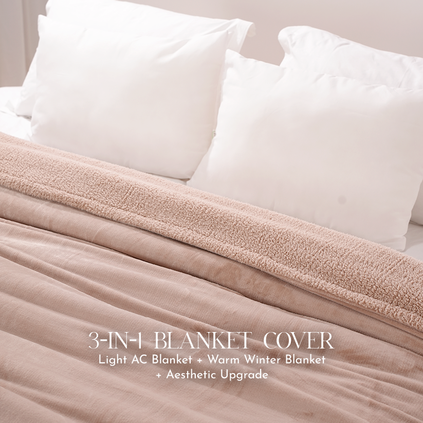 Zarf California King Size Reversible Blanket Cover With 2 Cushion Covers - Mellow Eclaire