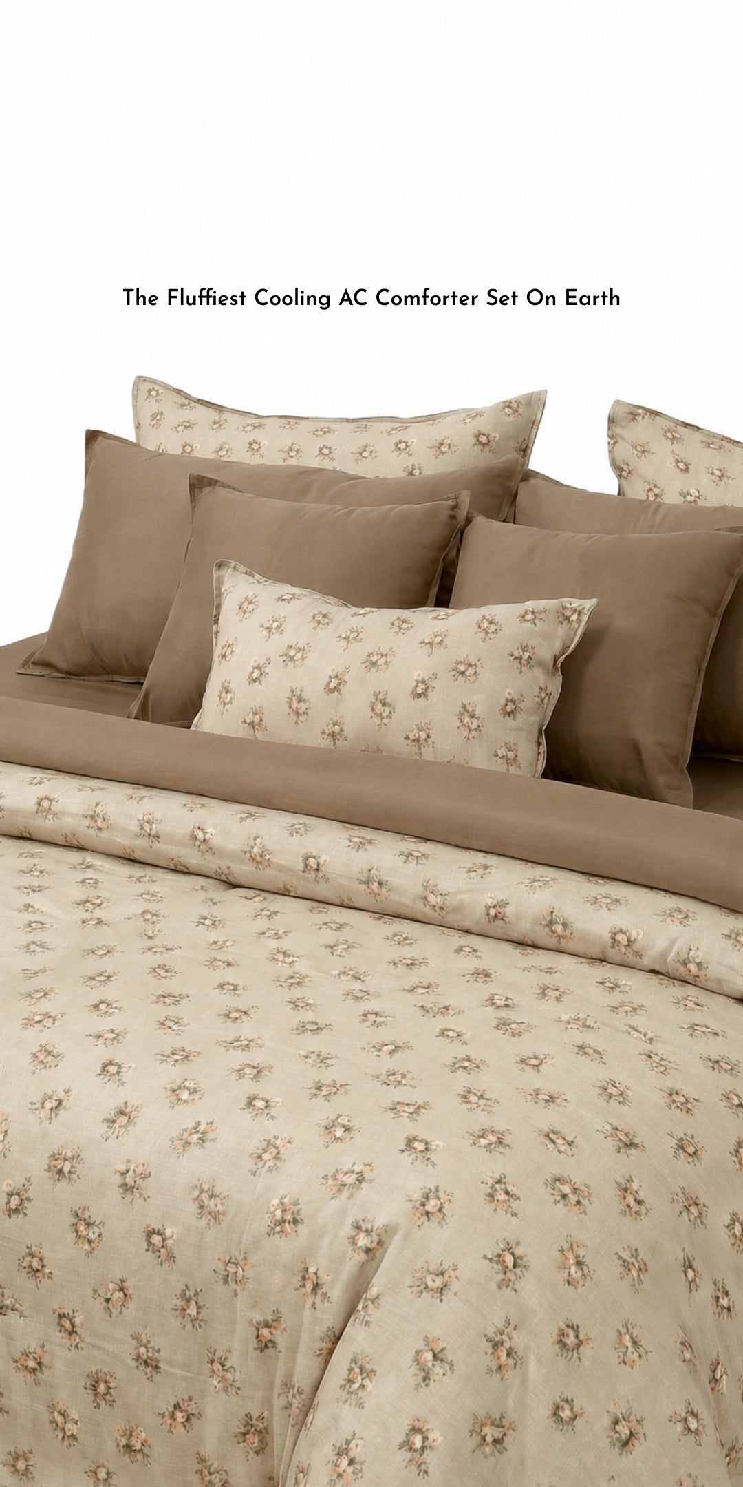 Linen Blend AC Comforter With 2 Pillow Cases and 1 Breakfast Pillow - Heritage