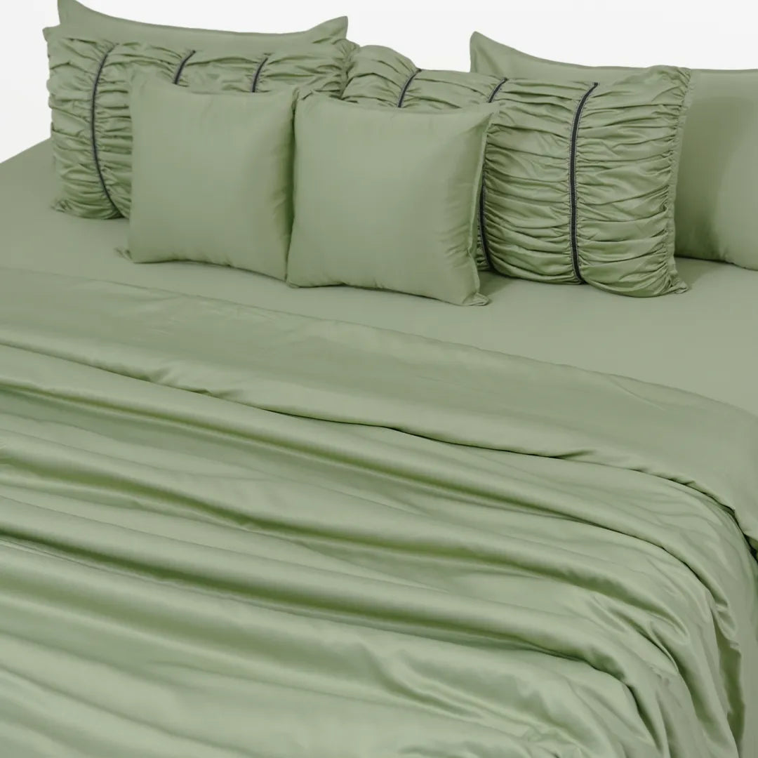 Zarf Italian Staple Weave Bedding Set Of 8 - Pine